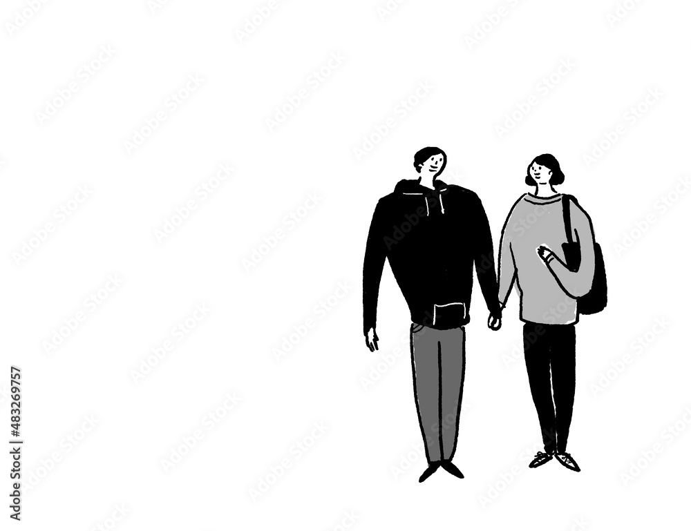 手をつないだ若い男生と女性、カップル、恋人、(横、右配置)
手をつないだ若い男生と女性、カップル、恋人、(横、右配置)