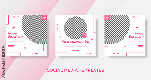  Editable Post Template Social Media Banners for  valentines cake menu. Vector illustration