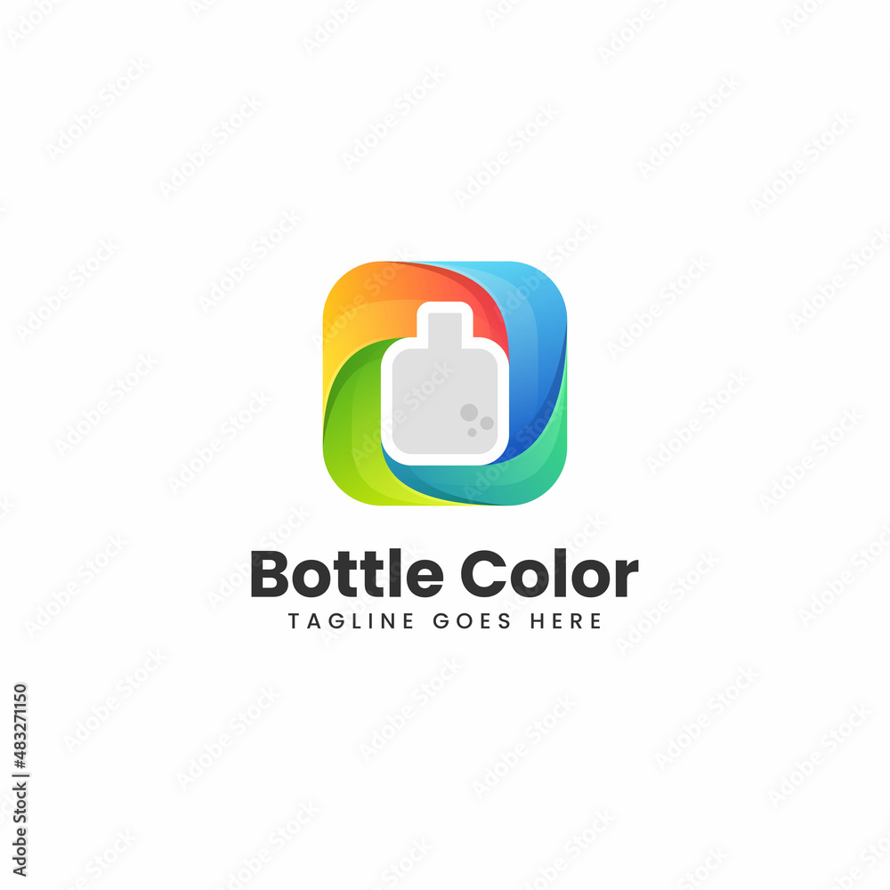 Vector Logo Illustration Bottle Gradient Colorful Style.