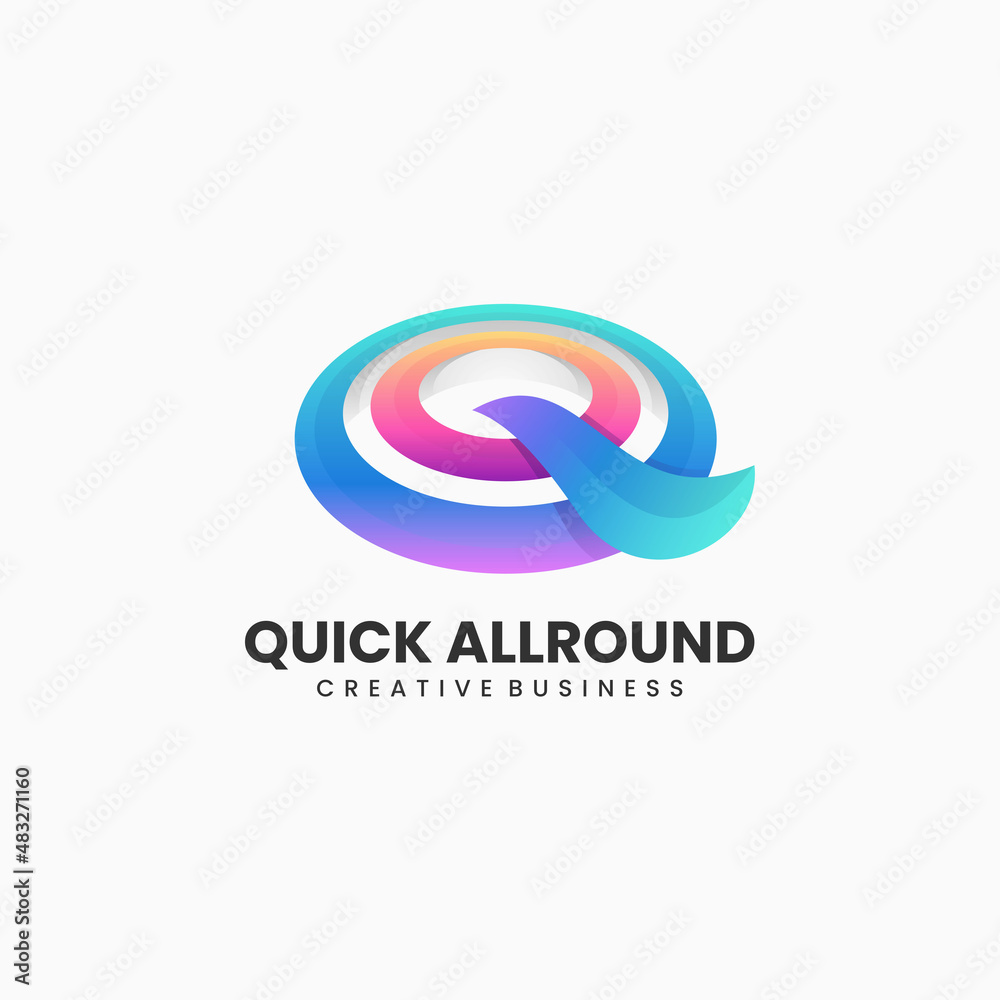 Vector Logo Illustration Letter Q Gradient Colorful Logo