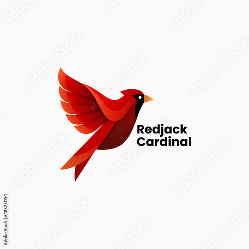 Vector Logo Illustration Red Jack Cardinal Gradient Colorful Style.