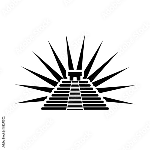 Mexican pyramid flat icon isolated on white background