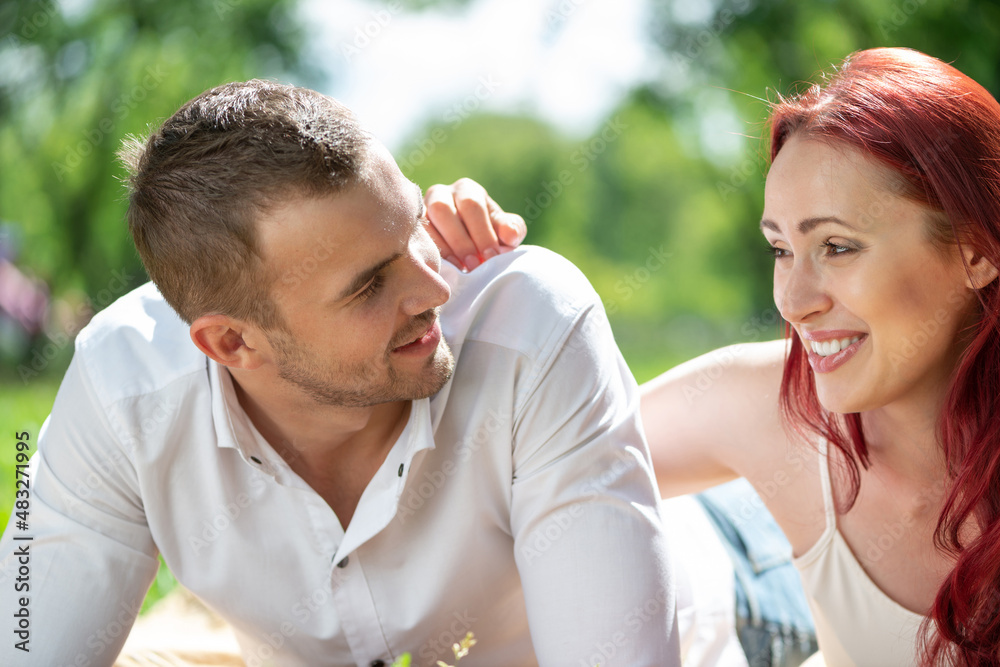 A couple on a date in the park. A couple on a date in the park.
