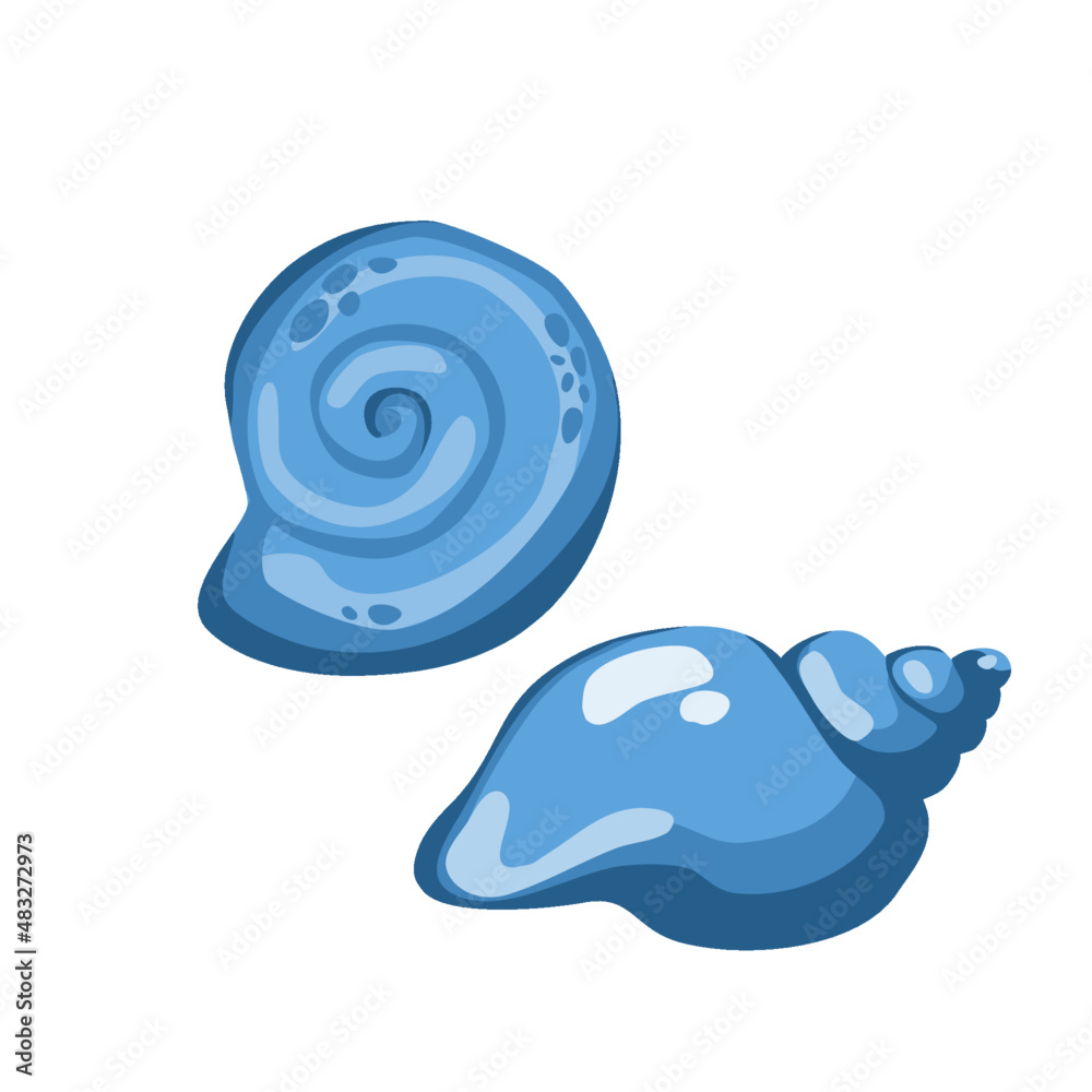 Hand drawing set of abstract blue colors seashells. Shell freehand illustration. Use for poster, card, print, postcard, textile, fabric, design Hand drawing set of abstract blue colors seashells. Shell freehand illustration. Use for poster, card, print, postcard, textile, fabric, design