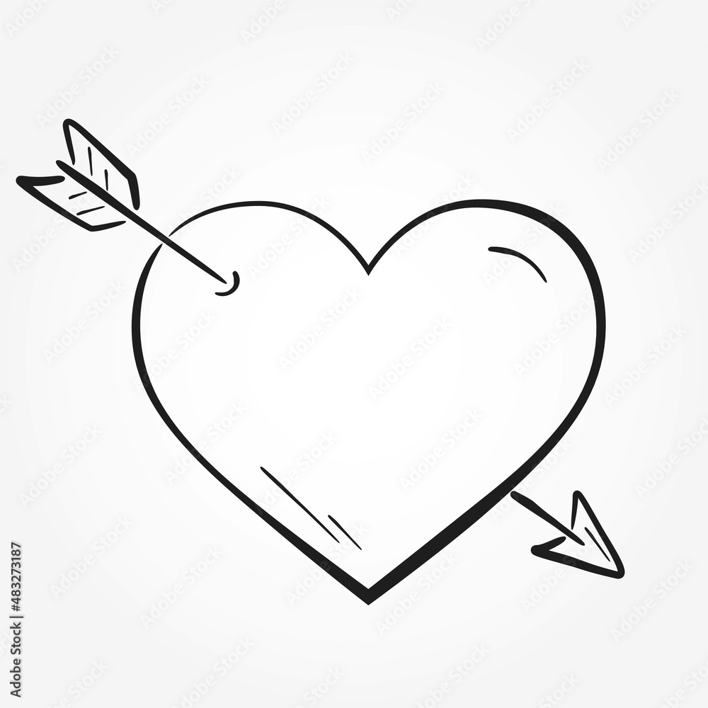 heart with arrow. hand drawn valentines and love symbol. vector element for valentine's day design heart with arrow. hand drawn valentines and love symbol. vector element for valentine's day design