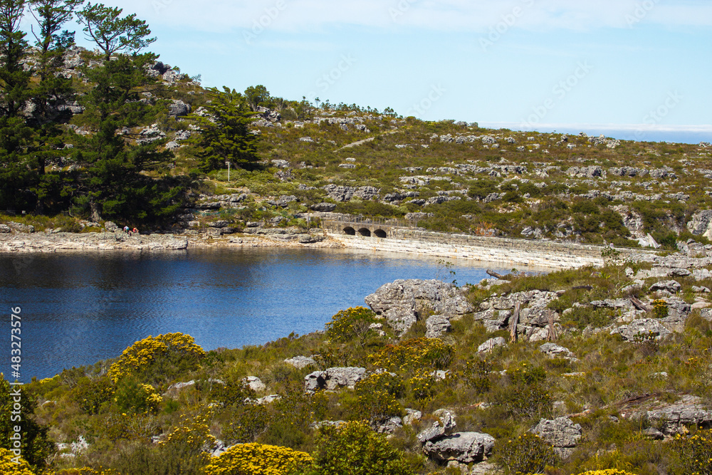 Fototapeta premium Hely-Hutchinson Reservoir on Table Mountain in Cape Town