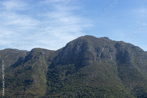 Lookout to some mountains seen from Table Mountain in the Western Cape of South Africa