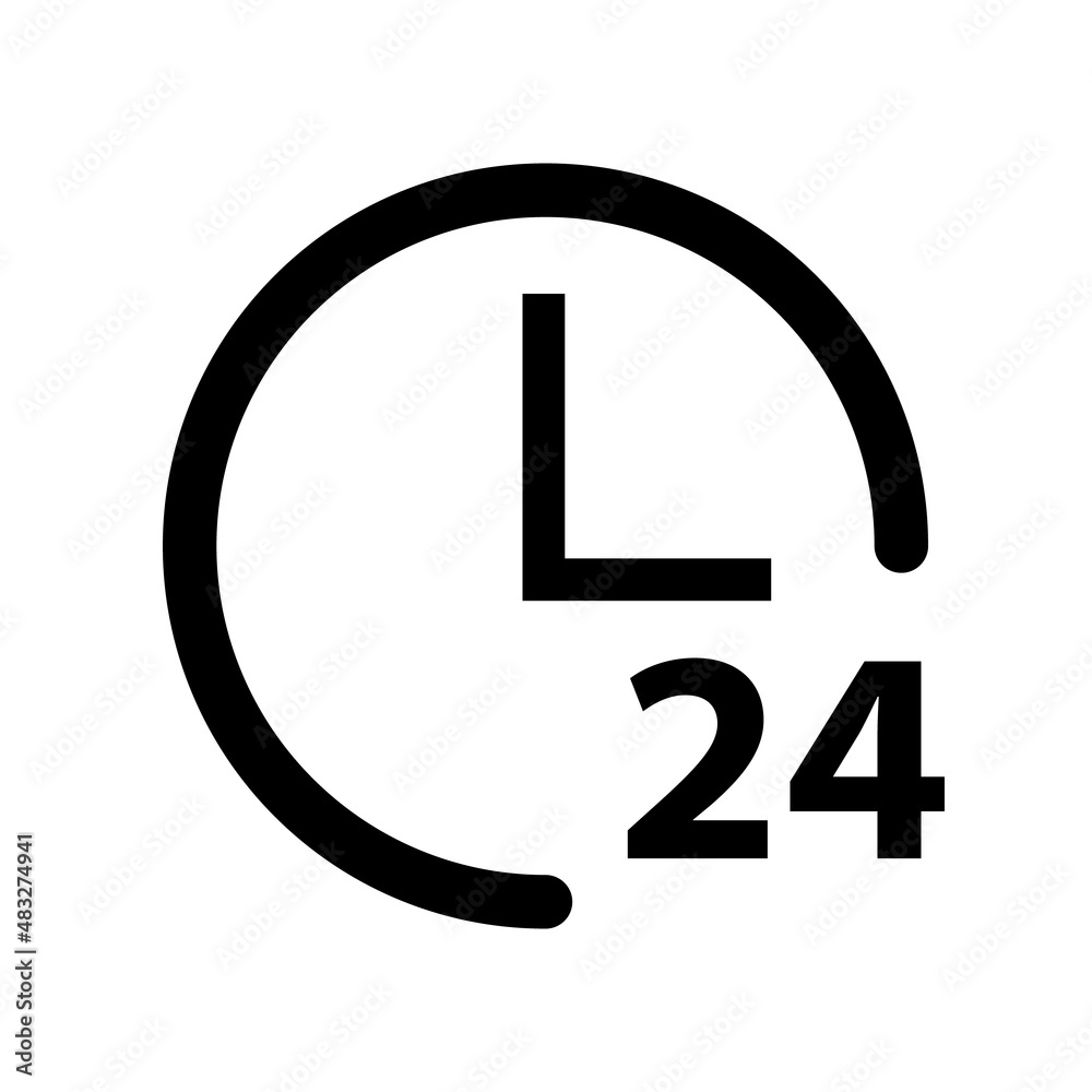 Clock sign for 24-hour operation. Vector. Clock sign for 24-hour operation. Vector.