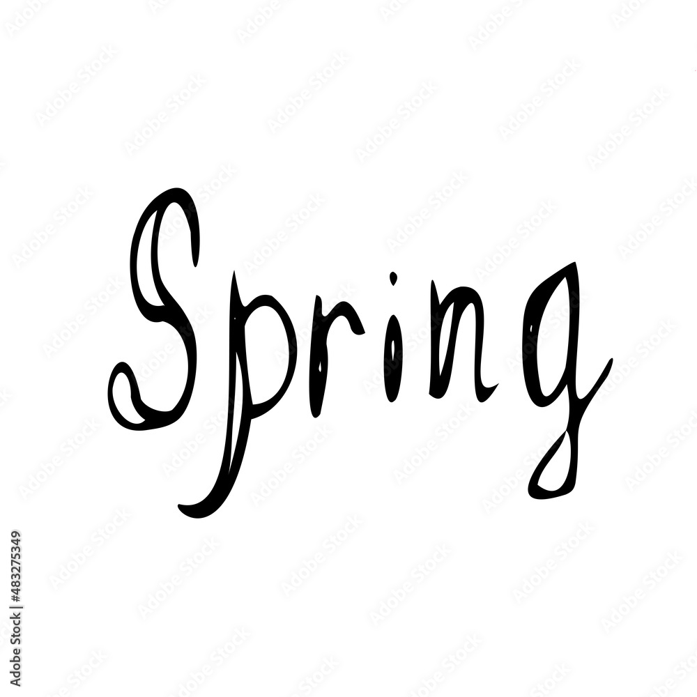 Lettering spring handwritten doodle illustration isolated on background Lettering spring handwritten doodle illustration isolated on background