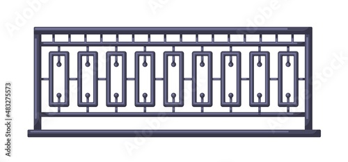 Metal fence, handrail. Blacksmith balcony railing. Iron banister. Modern wrou...