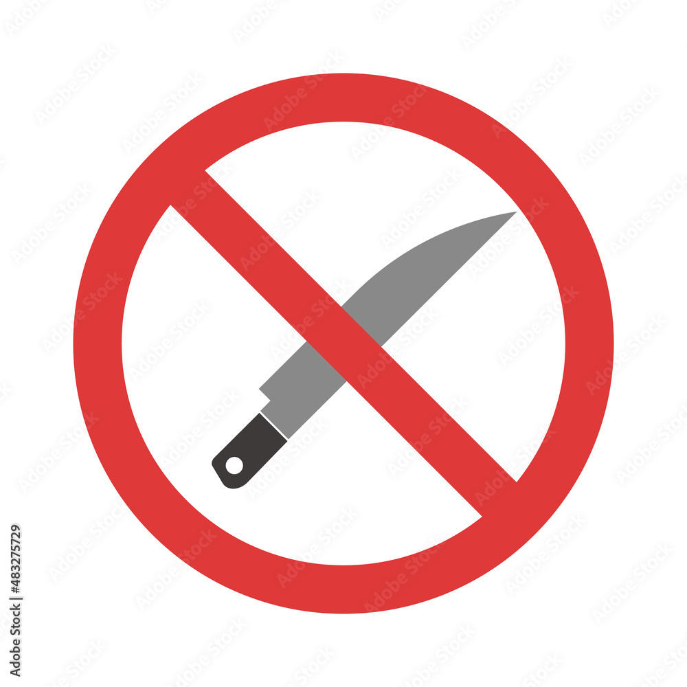 No use of knife. Stop sign and kitchen knife. Vector. No use of knife. Stop sign and kitchen knife. Vector.