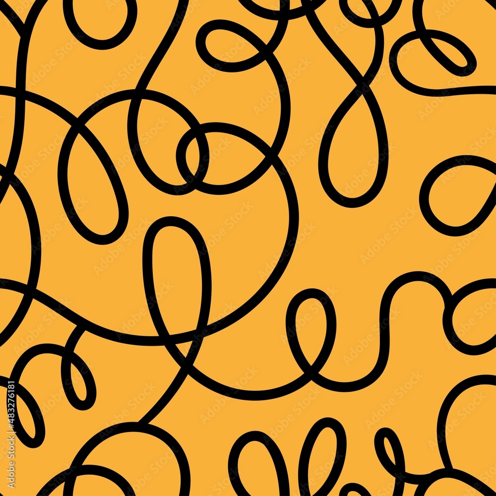 Seamless abstract pattern on orange background. Vector doodle image. Graphic linear wallpaper. Seamless abstract pattern on orange background. Vector doodle image. Graphic linear wallpaper.