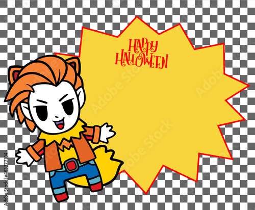 Selling banner in Halloween concept , Kids in Costume, Dracula Character style, cute cartoon vector for Festival ,little devil in spiky hat, kids in Halloween costume, Children in vampire costumes