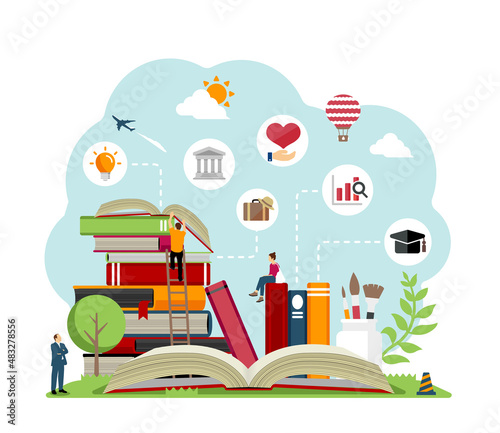 Vector Illustration with reading as a motif (education, knowledge, etc.)