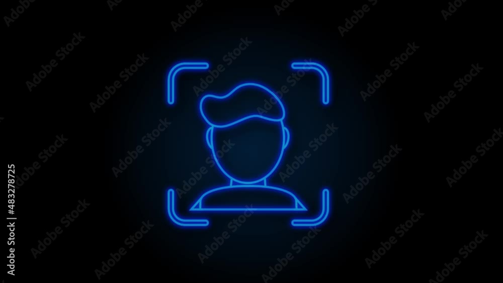Face recognition concept design Neon style. Can use for web banner, infographics, hero images. Motion Graphic