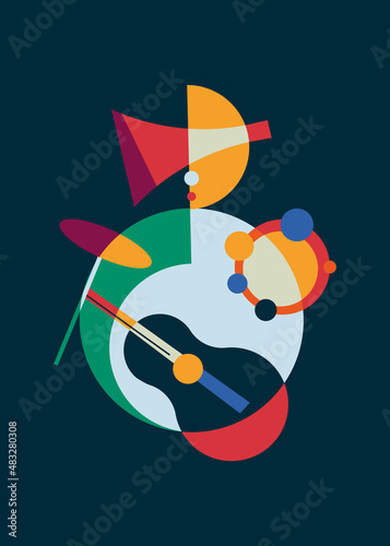 Abstract jazz musical instruments. Creative poster design.