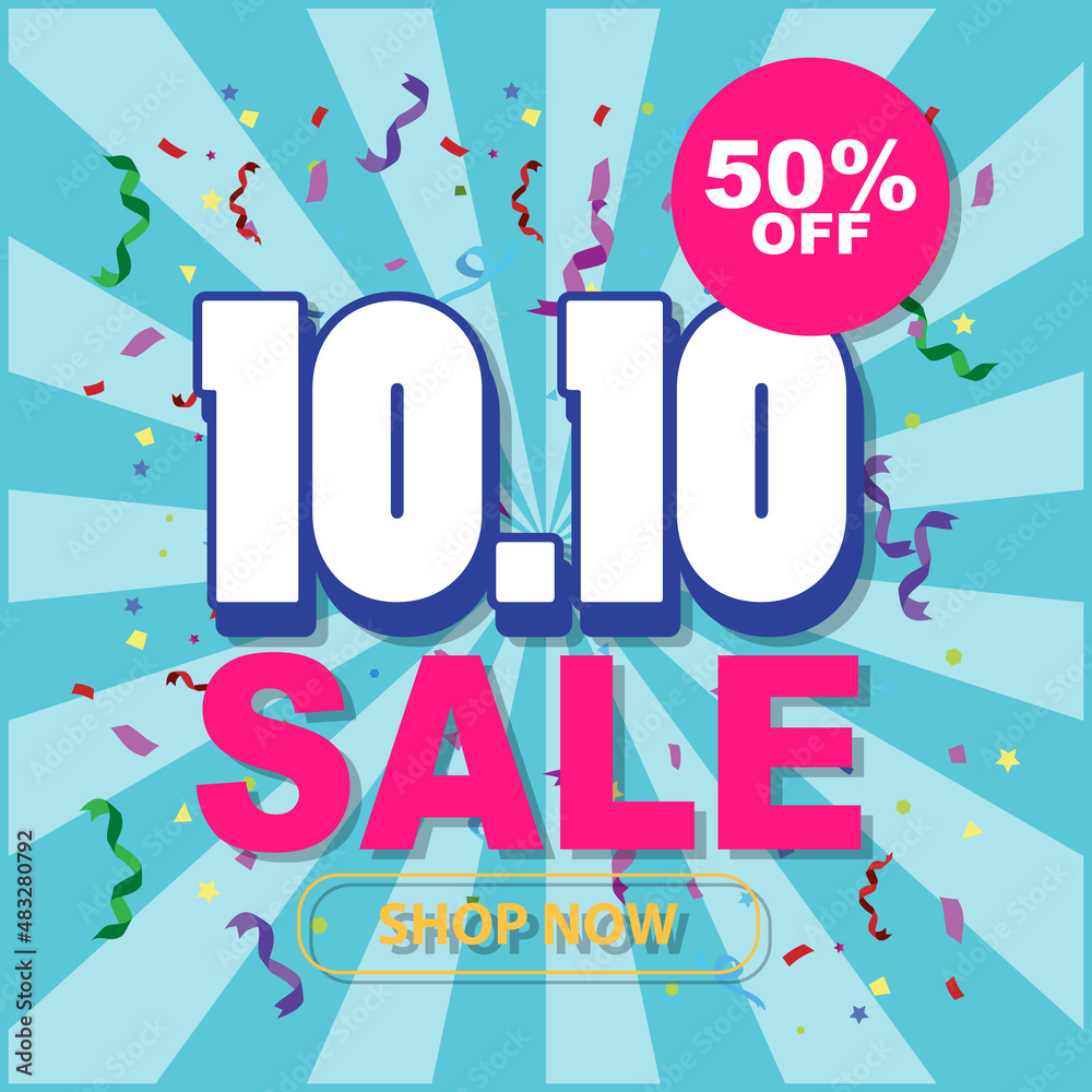 10.10 Sale promotion banner on blue rays