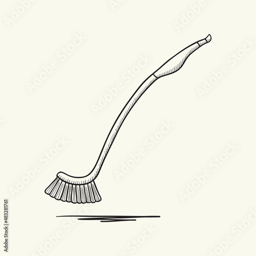 Cleaning dust brush. Hand drawn vector illustration.