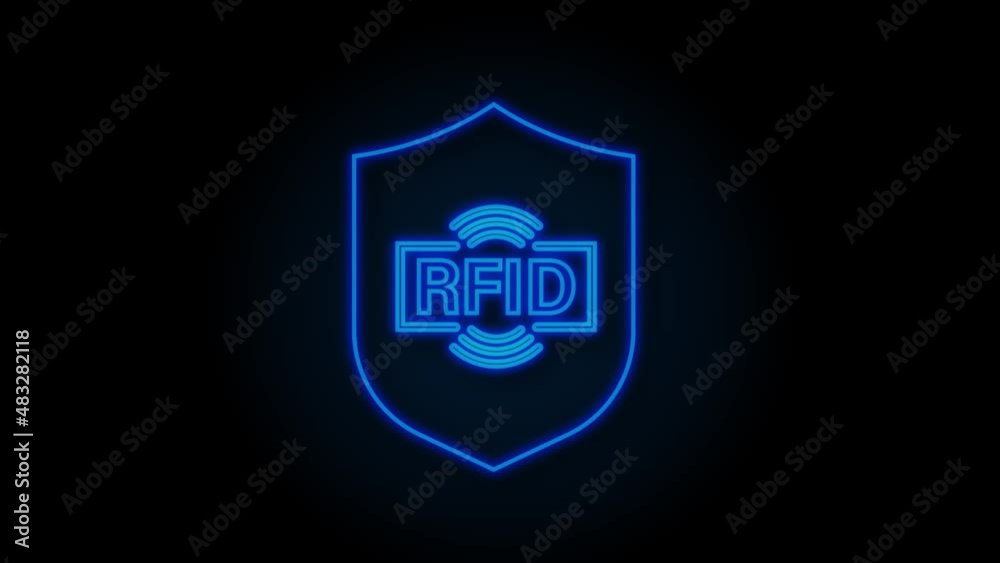 RFID Radio Frequency IDentification Neon icon. Technology concept. Digital technology. Motion Graphic RFID Radio Frequency IDentification Neon icon. Technology concept. Digital technology. Motion Graphic