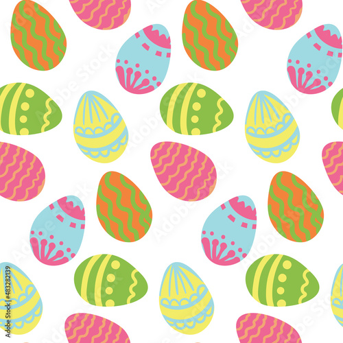 Seamless pattern with flowers and easter elements