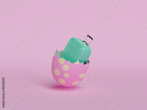 Sticker easter egg shell with a suitcase inside