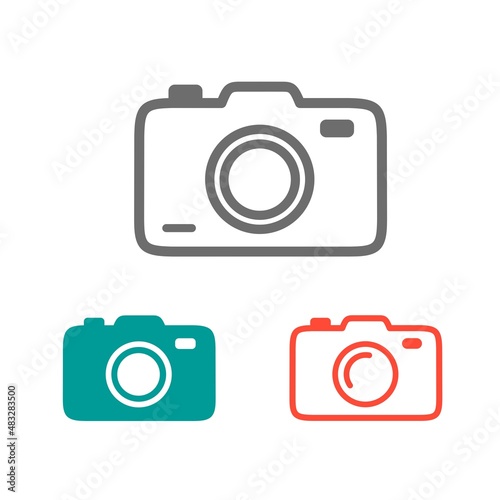 Camera icon, photo taking tool symbol, flat design isolated on white background.