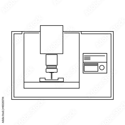 Milling machine CNC factory tools outline icon vector design.