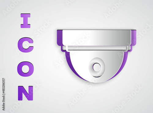 Paper cut Motion sensor icon isolated on grey background. Paper art style. Vector