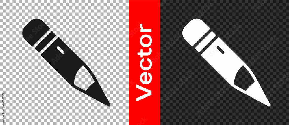 Black Pencil with eraser icon isolated on transparent background. Drawing and educational tools. School office symbol. Vector Black Pencil with eraser icon isolated on transparent background. Drawing and educational tools. School office symbol. Vector