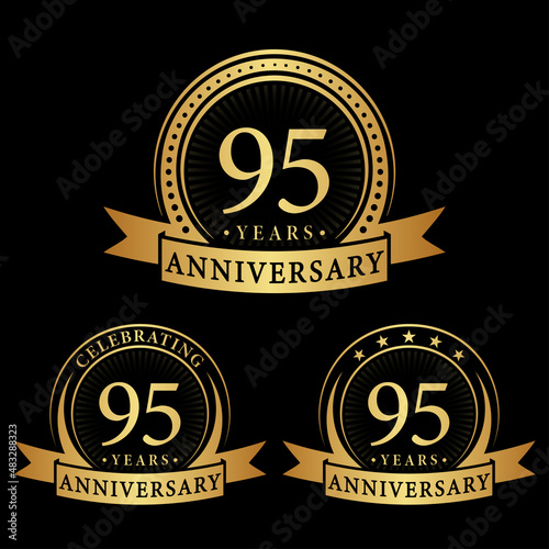 95 years anniversary logo collections. Set of 95th Anniversary logotype template. Vector and illustration.