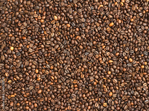 Medium roasted coffee beans background, Arabica