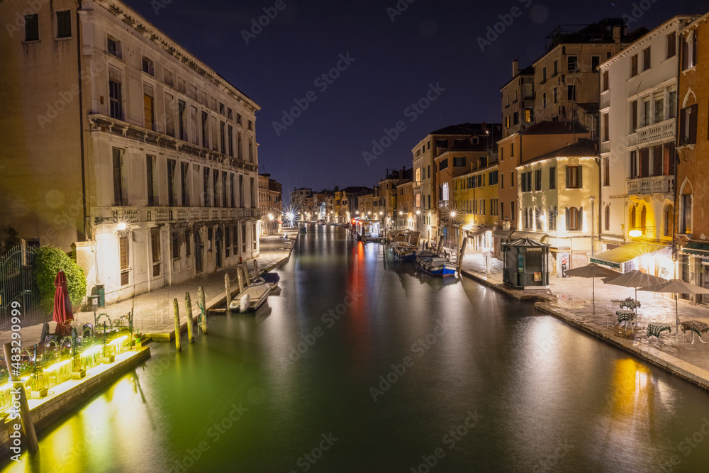 Venice canal by night long exposure