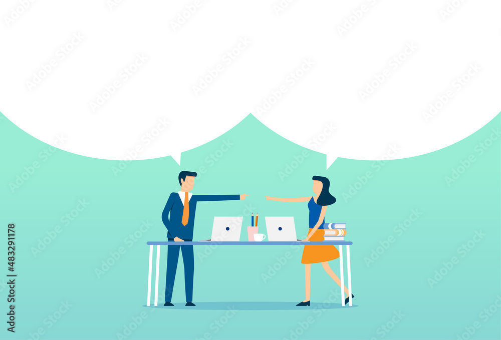Business people with long conference, communicate with each other, speech bubble, question mark, exclamation point Business people with long conference, communicate with each other, speech bubble, question mark, exclamation point