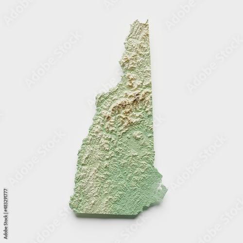 New Hampshire Topographic Relief Map  - 3D Render