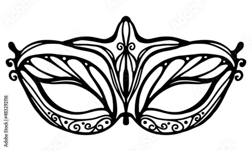 Mardi Gras mask isolated on white background. Carnival Mask Vector Illustration. Venetian elegance mask.