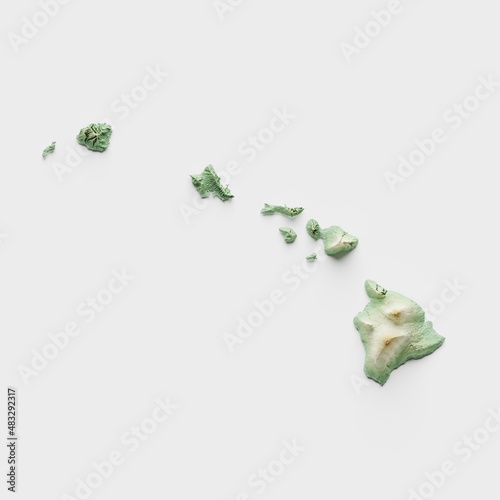 Hawaii Topographic Relief Map  - 3D Render