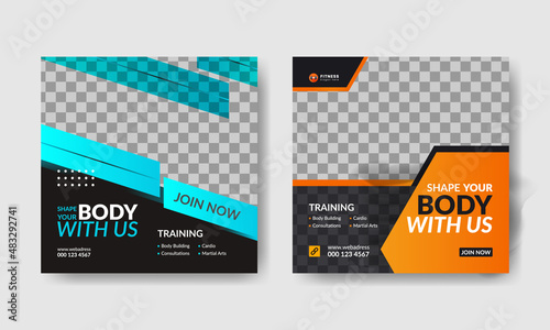 modern  creative gym and fitness social media post and web banner.