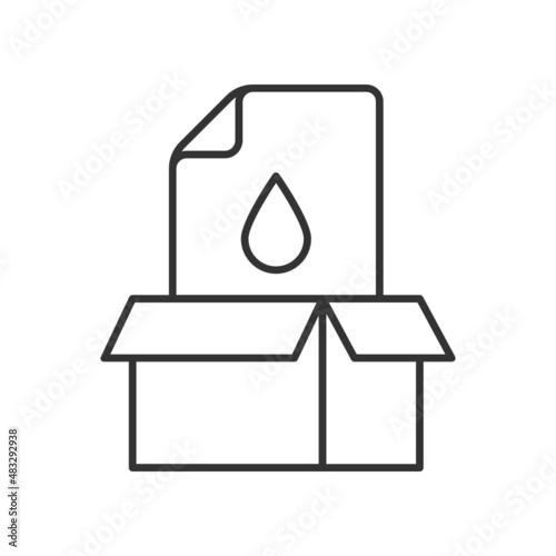Box with Droplet Vector line Icon Design, Offset Printing Symbol, Digital Printer Services Sign, Cmyk Color print equipment Stock illustration, Card boad Printing Concept, 
