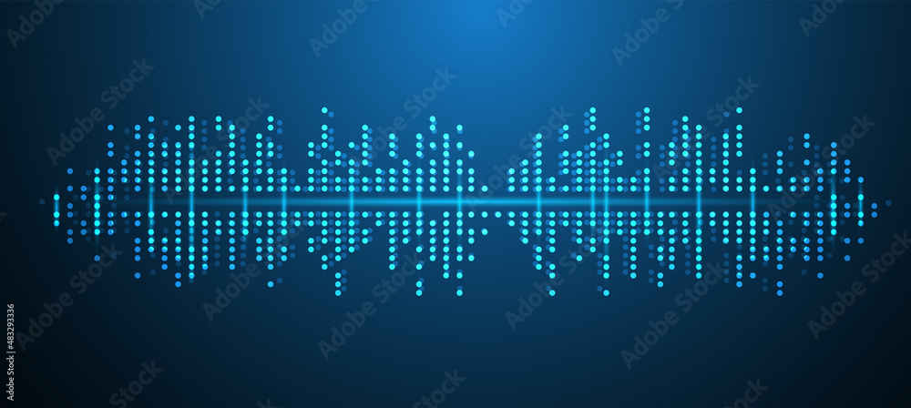 abstract wave sound particle line. background data technology vector illustration