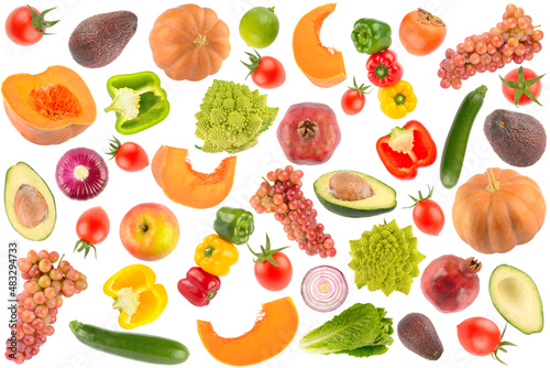 Background of colorful vegetables, fruits and berries