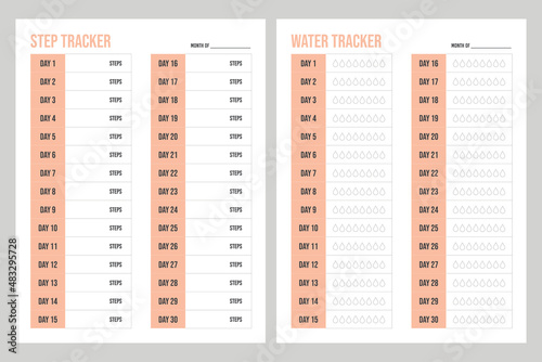 step tracker and water tracker printable