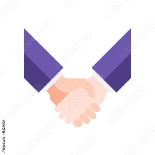 Two business man hands shaking celebrating partnership collaboration working as team vector flat