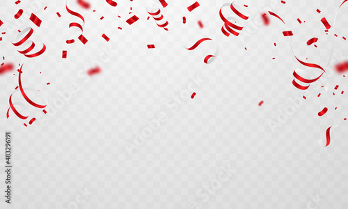 red confetti celebration background For parties and festivals on a transparent background that can be separated vector illustration
