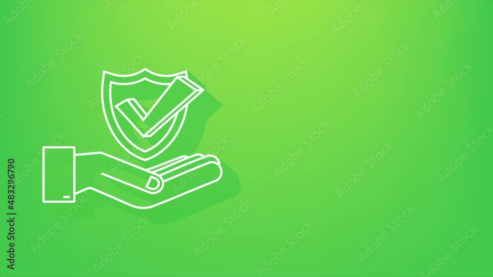 Shadow Check mark hanging over hands. Green approved star sticker. motion graphic