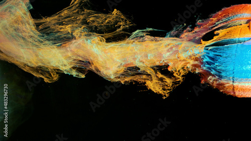 Colorful ink in water abstract.