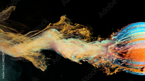 Colorful ink in water abstract.