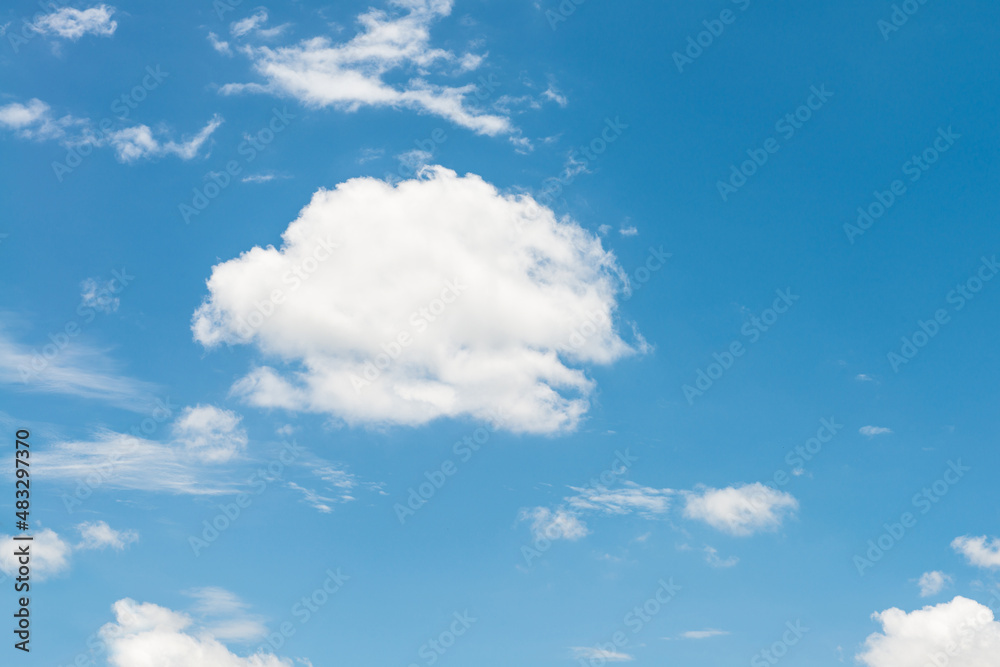 blue sky and white fluffy clouds