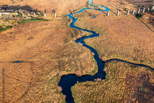 Aerial view of the Owencarrow Railway Viaduct by Creeslough in County Donegal - Ireland photo