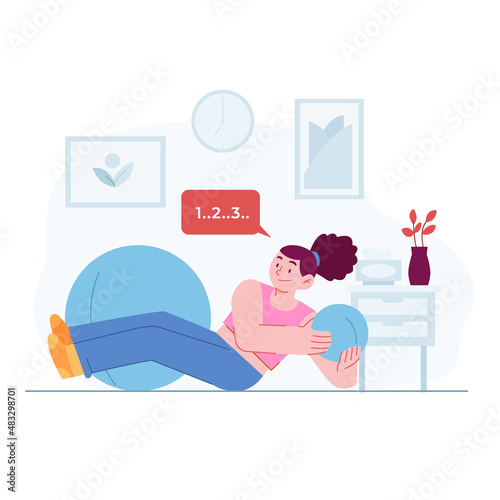 Workout concept vector Illustration idea for landing page template, Male exercise to streching workout for body wellness. Healthy Sport activities for good shape. Hand drawn Flat Style