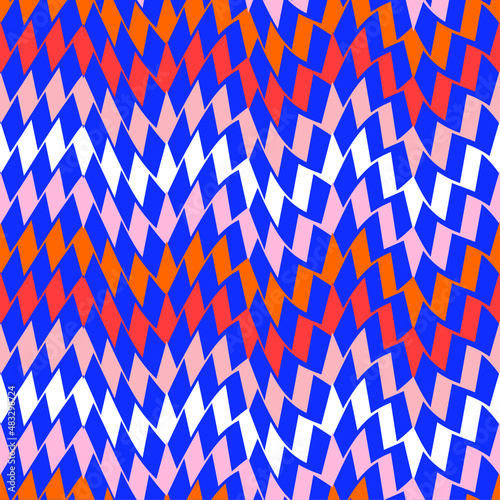 Funky Retro Abstract Zigzag Geometric Seamless Pattern Trendy Chic Colors Fashion Design